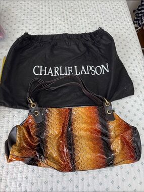 Charlie Lapson Multicolor Snake-Embossed Leather handbag.